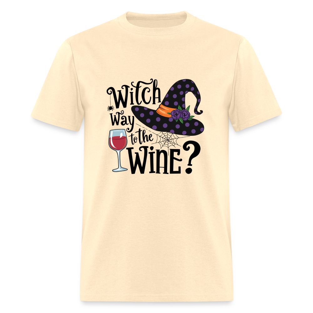 Witch Way To the Wine (Halloween Party Humor) T-Shirt - natural