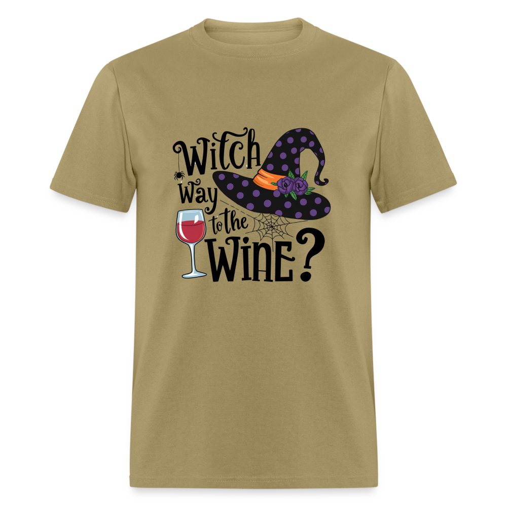 Witch Way To the Wine (Halloween Party Humor) T-Shirt - khaki