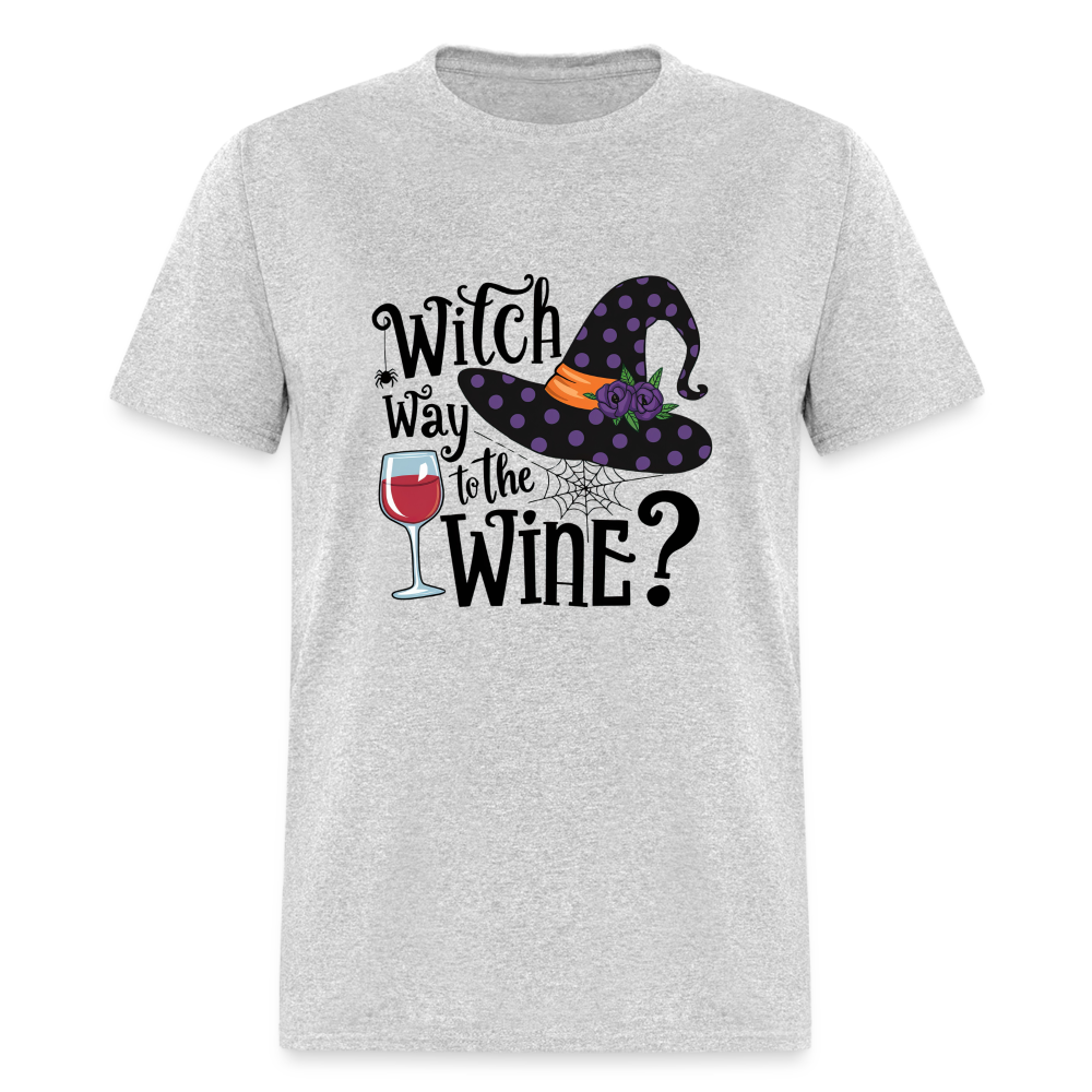 Witch Way To the Wine (Halloween Party Humor) T-Shirt - heather gray