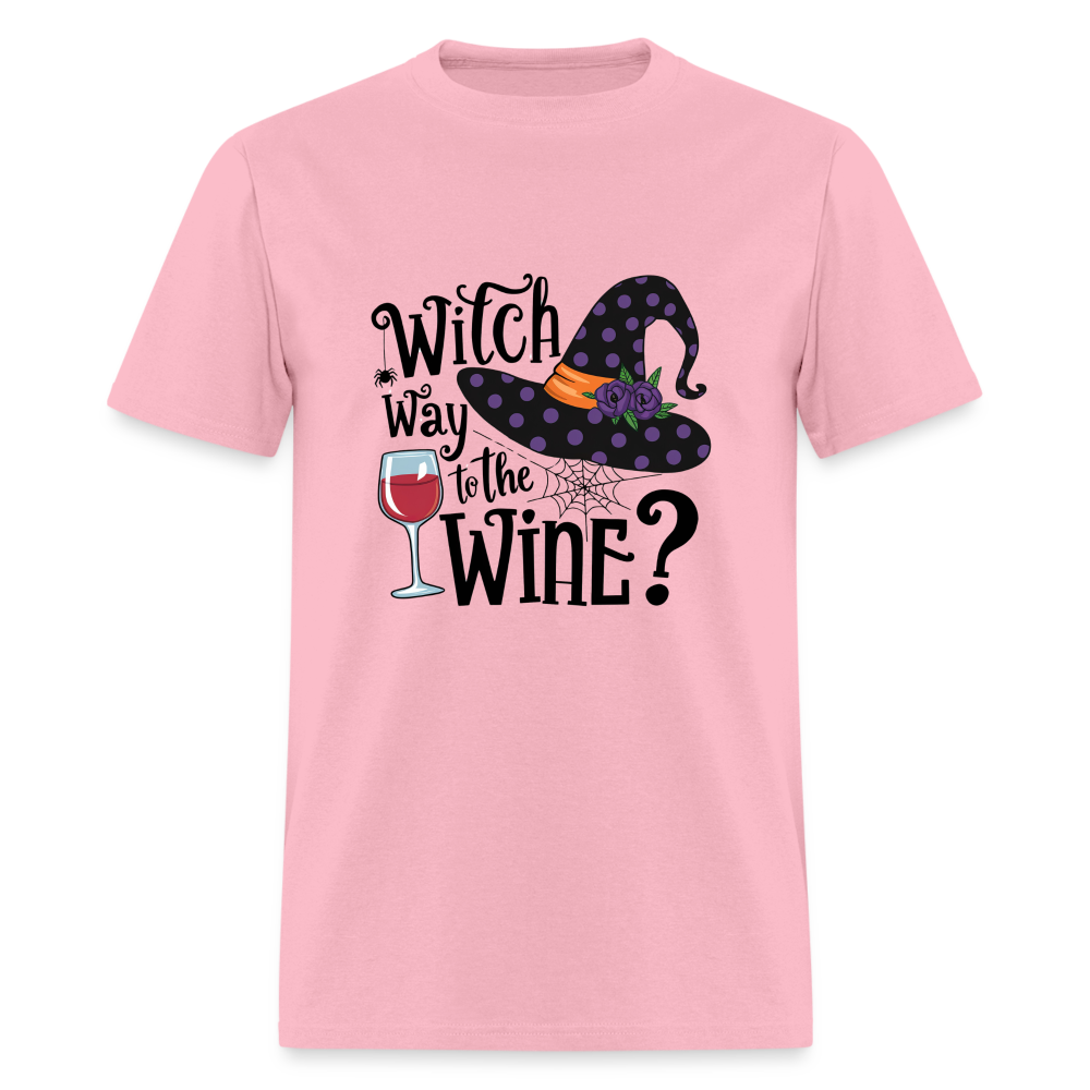 Witch Way To the Wine (Halloween Party Humor) T-Shirt - pink