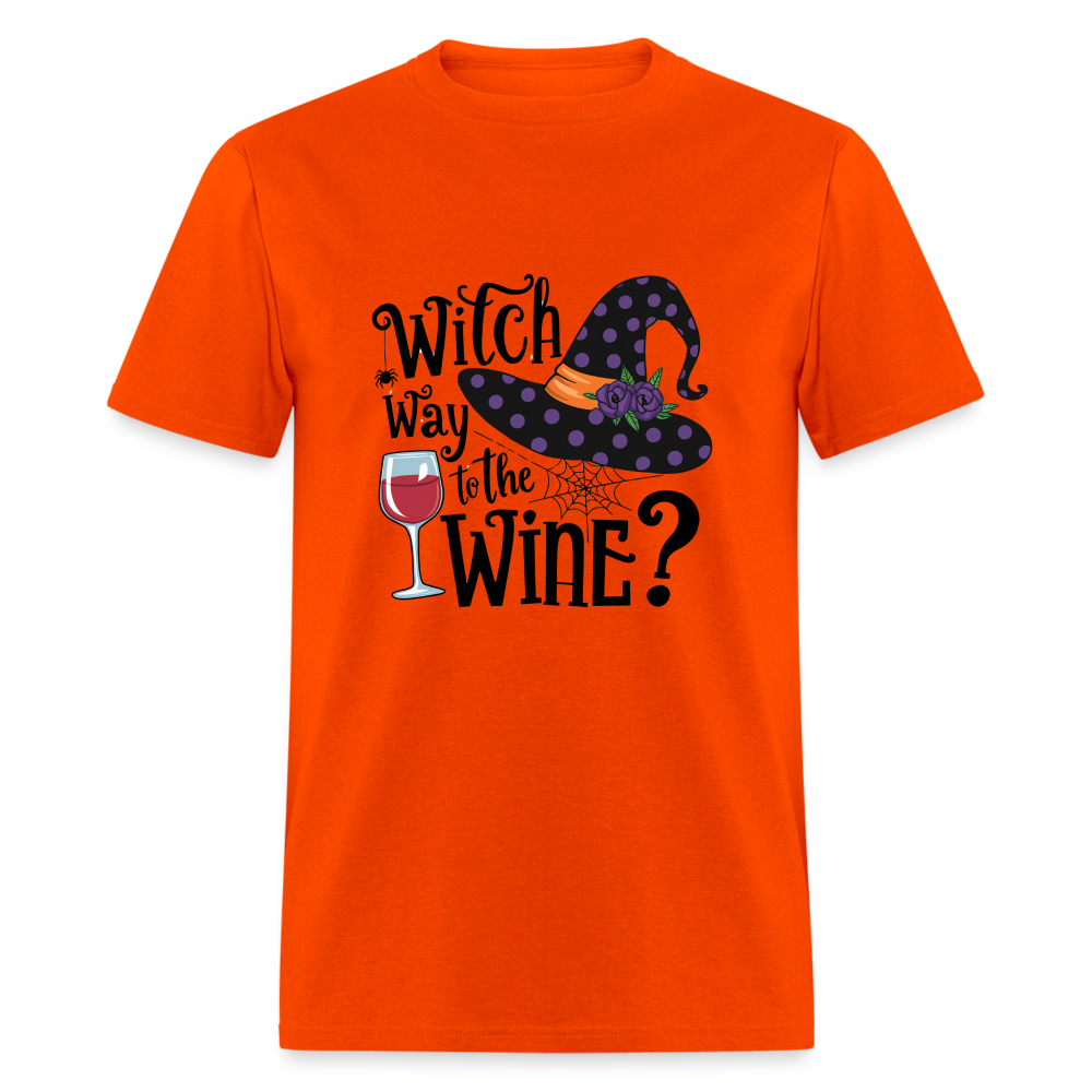 Witch Way To the Wine (Halloween Party Humor) T-Shirt - orange