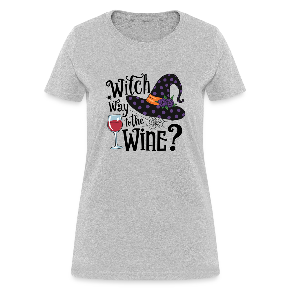 Witch Way To the Wine (Halloween Party Humor) Women's Contoured T-Shirt - heather gray