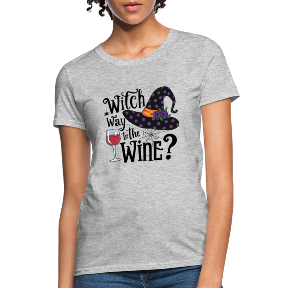 Witch Way To the Wine (Halloween Party Humor) Women's Contoured T-Shirt - heather gray