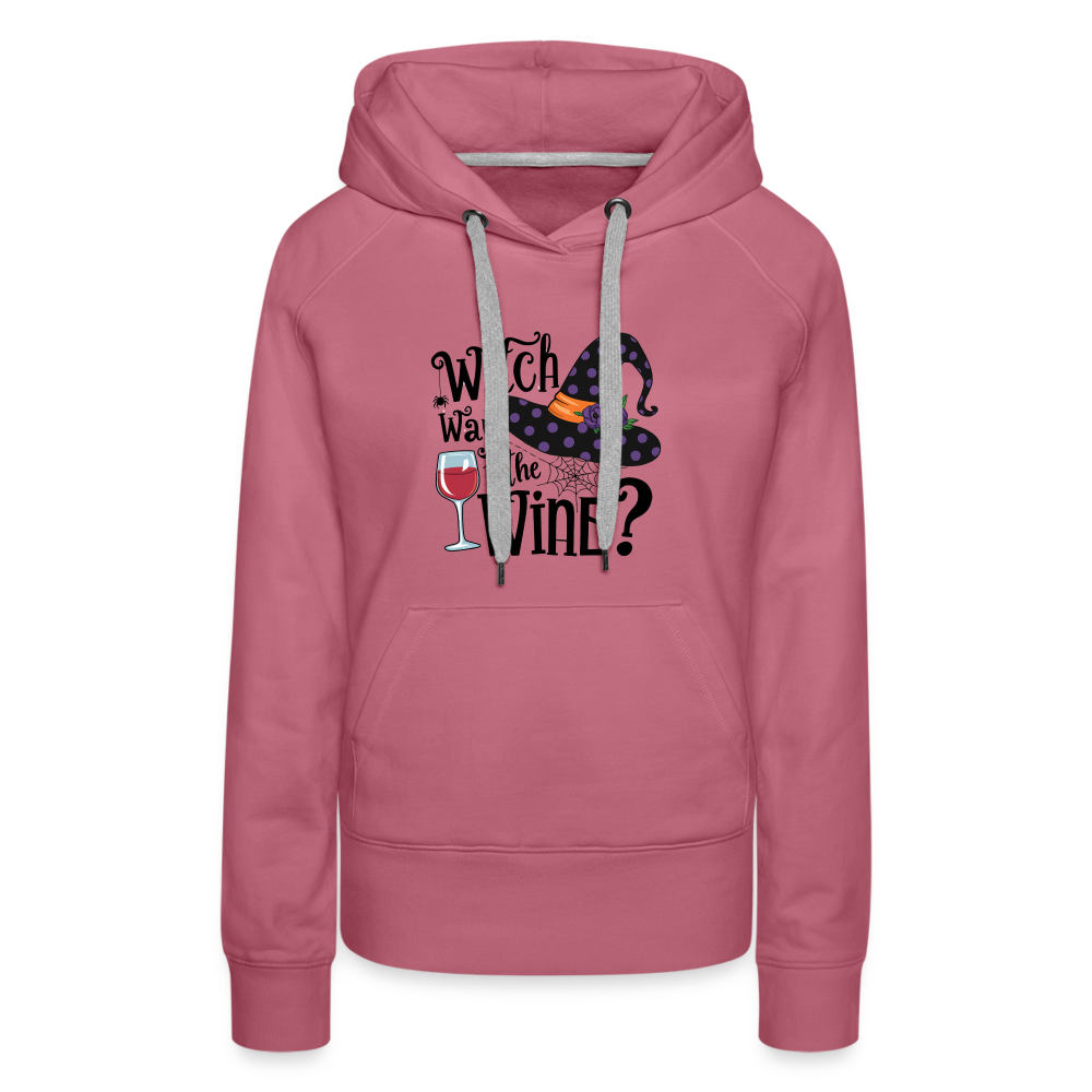 Witch Way To the Wine (Halloween Party Humor) Premium Hoodie - mauve