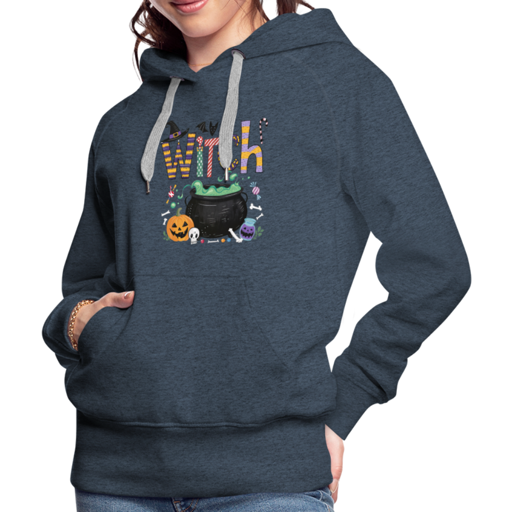 Halloween Witch Women’s Premium Hoodie - heather denim