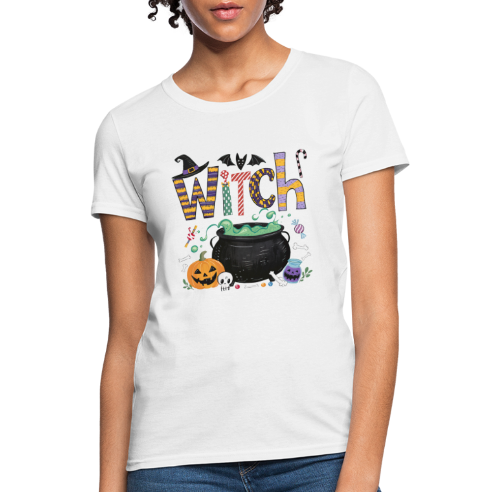 Halloween Witch Contoured T-Shirt - white