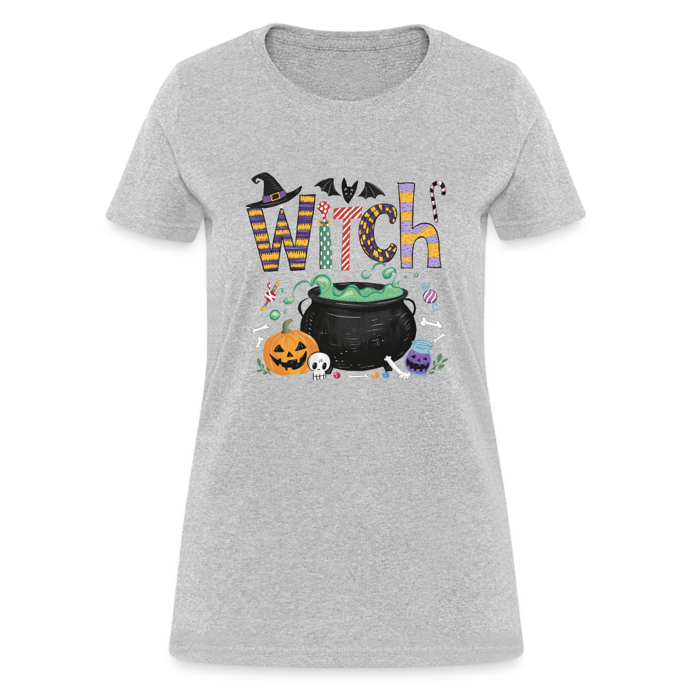 Halloween Witch Contoured T-Shirt - heather gray