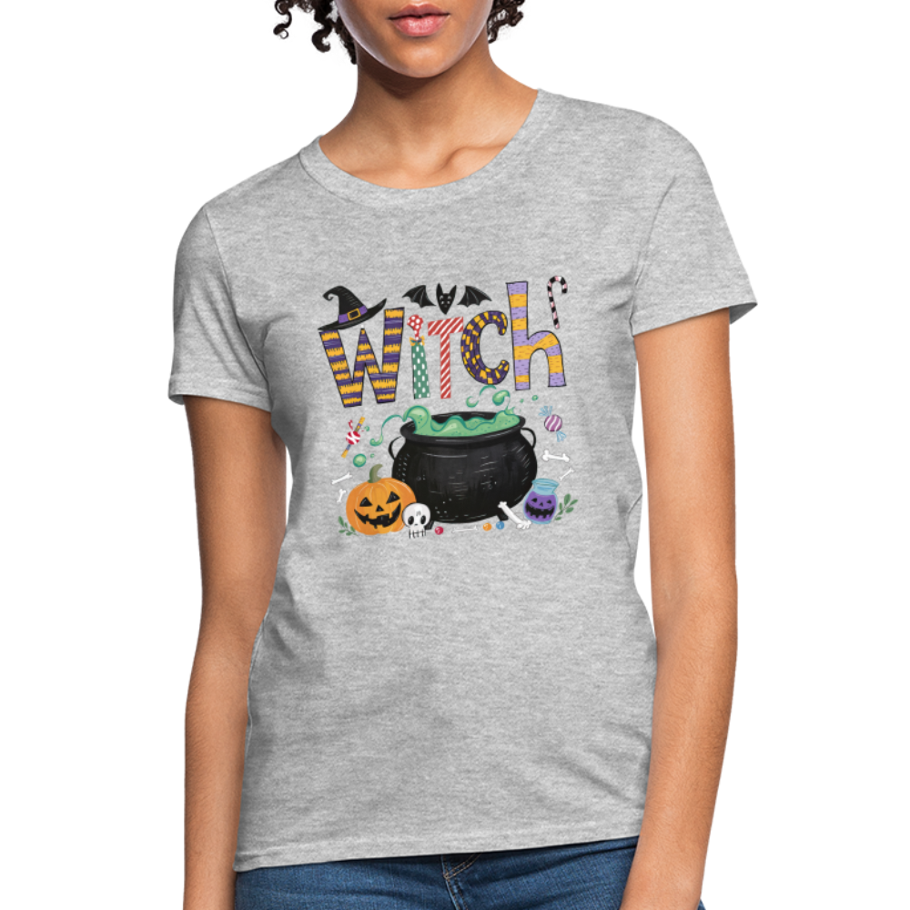 Halloween Witch Contoured T-Shirt - heather gray