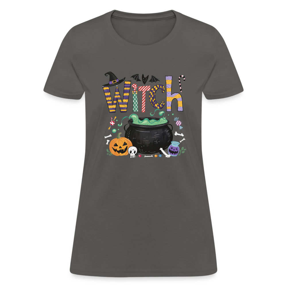 Halloween Witch Contoured T-Shirt - charcoal