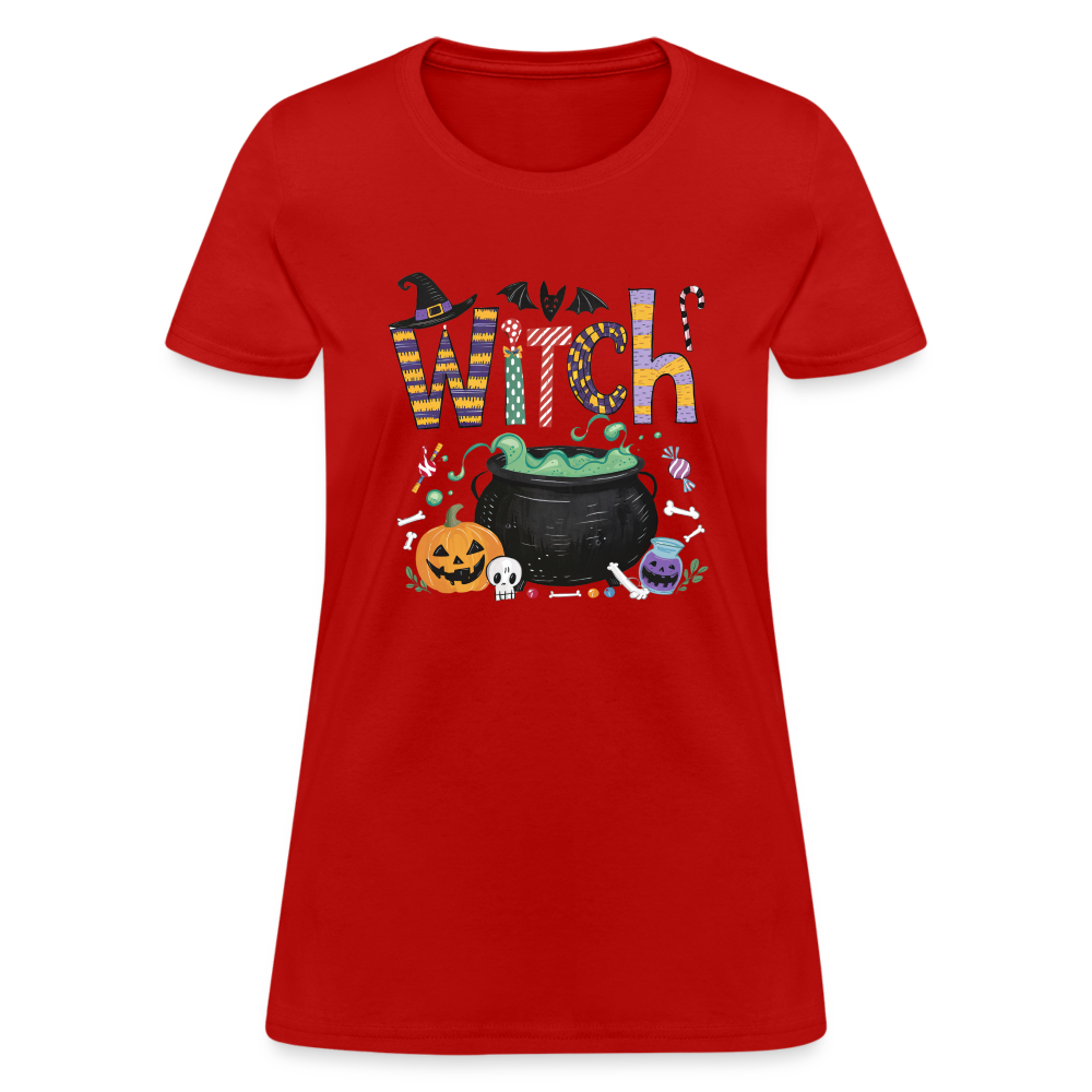 Halloween Witch Contoured T-Shirt - red