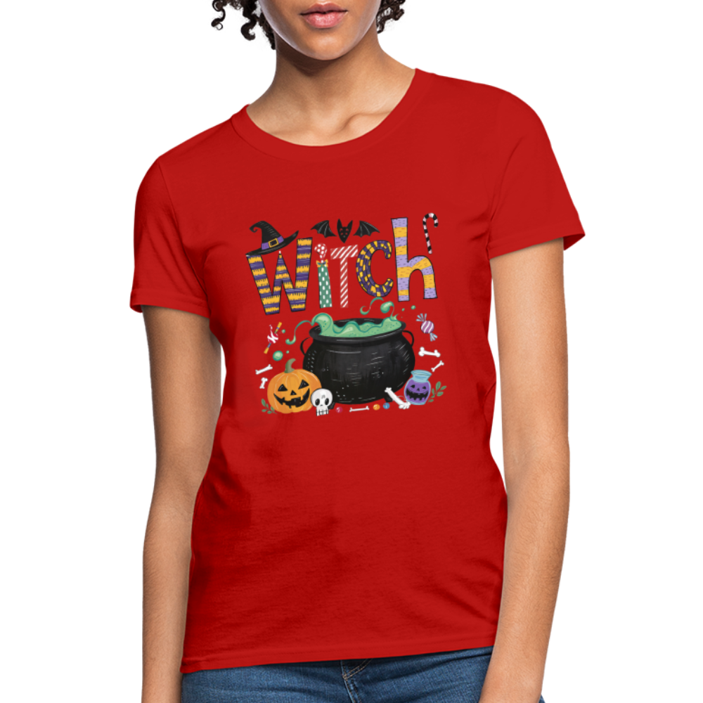 Halloween Witch Contoured T-Shirt - red