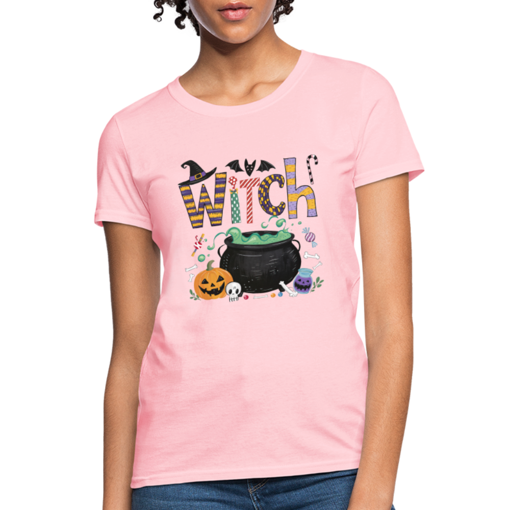 Halloween Witch Contoured T-Shirt - pink