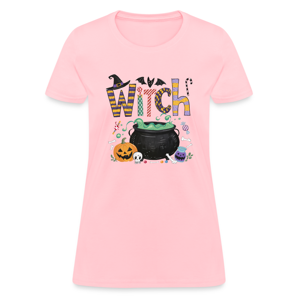 Halloween Witch Contoured T-Shirt - pink