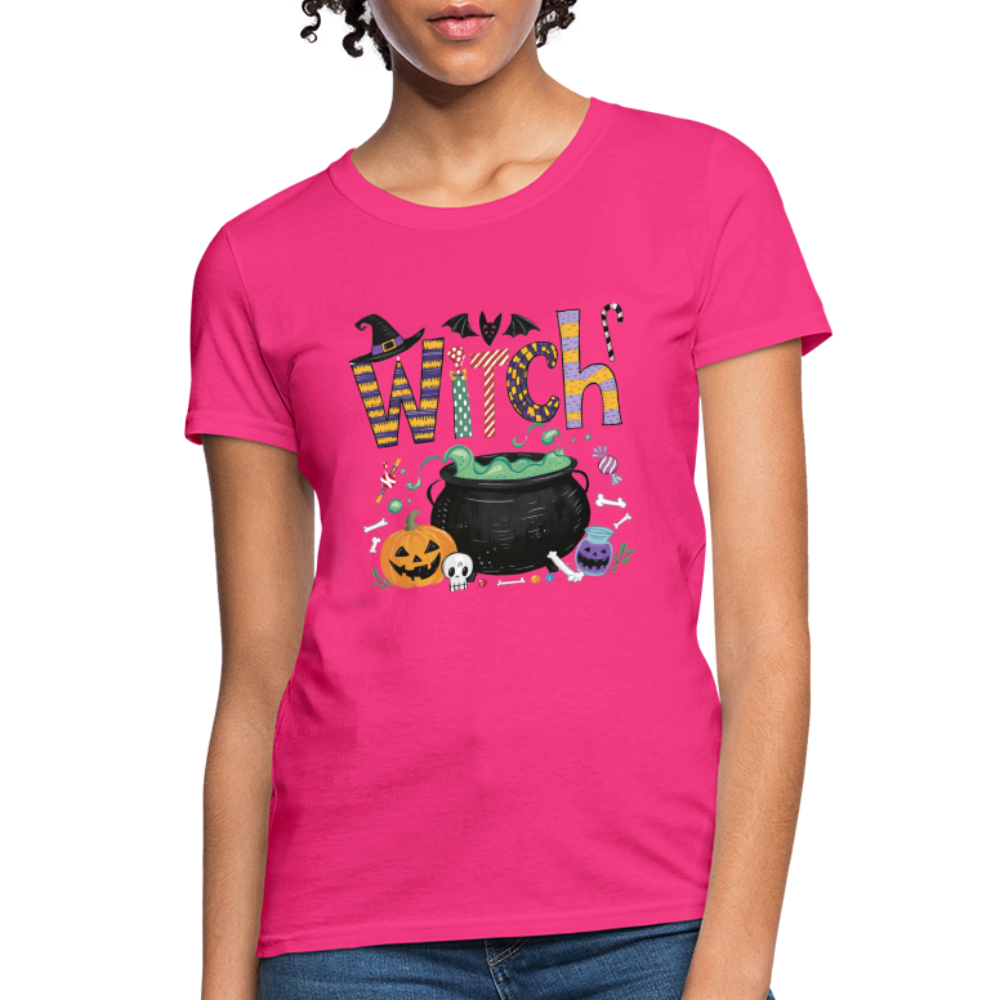 Halloween Witch Contoured T-Shirt - fuchsia