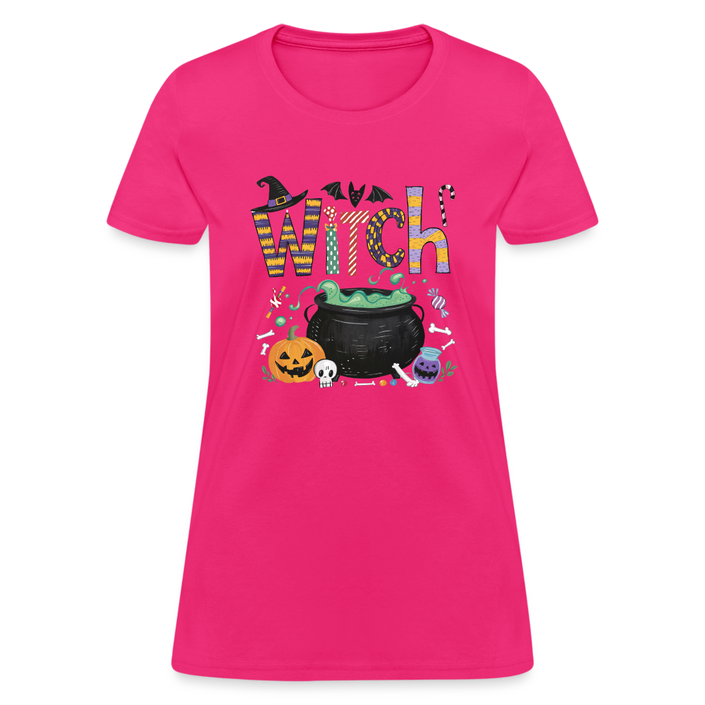 Halloween Witch Contoured T-Shirt - fuchsia