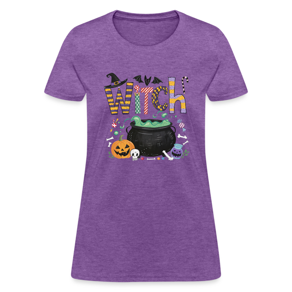 Halloween Witch Contoured T-Shirt - purple heather