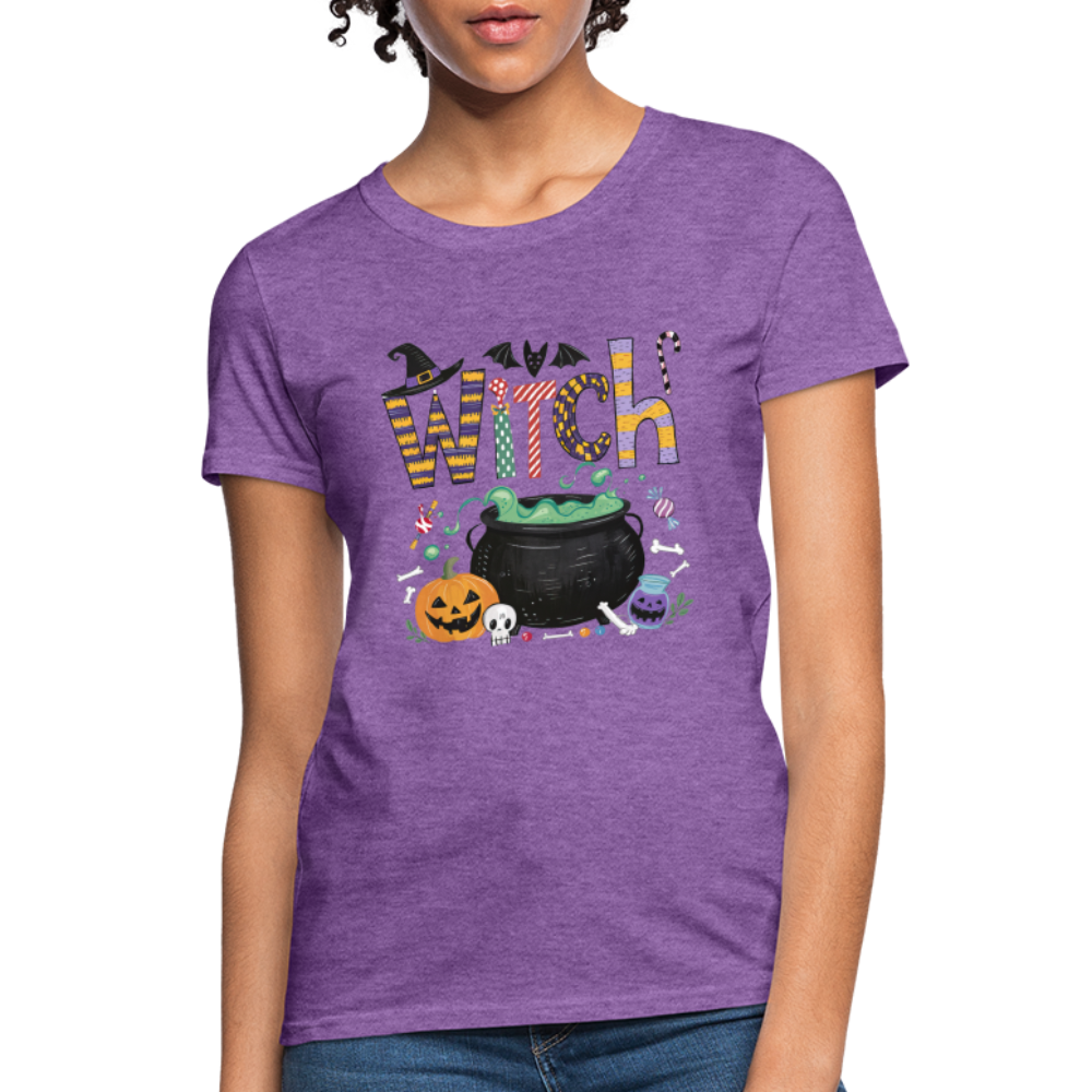 Halloween Witch Contoured T-Shirt - purple heather