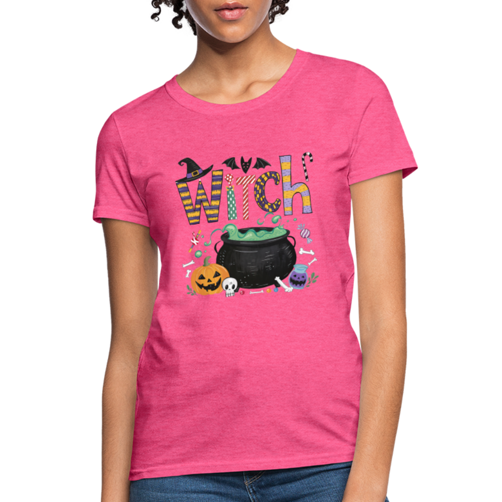 Halloween Witch Contoured T-Shirt - heather pink