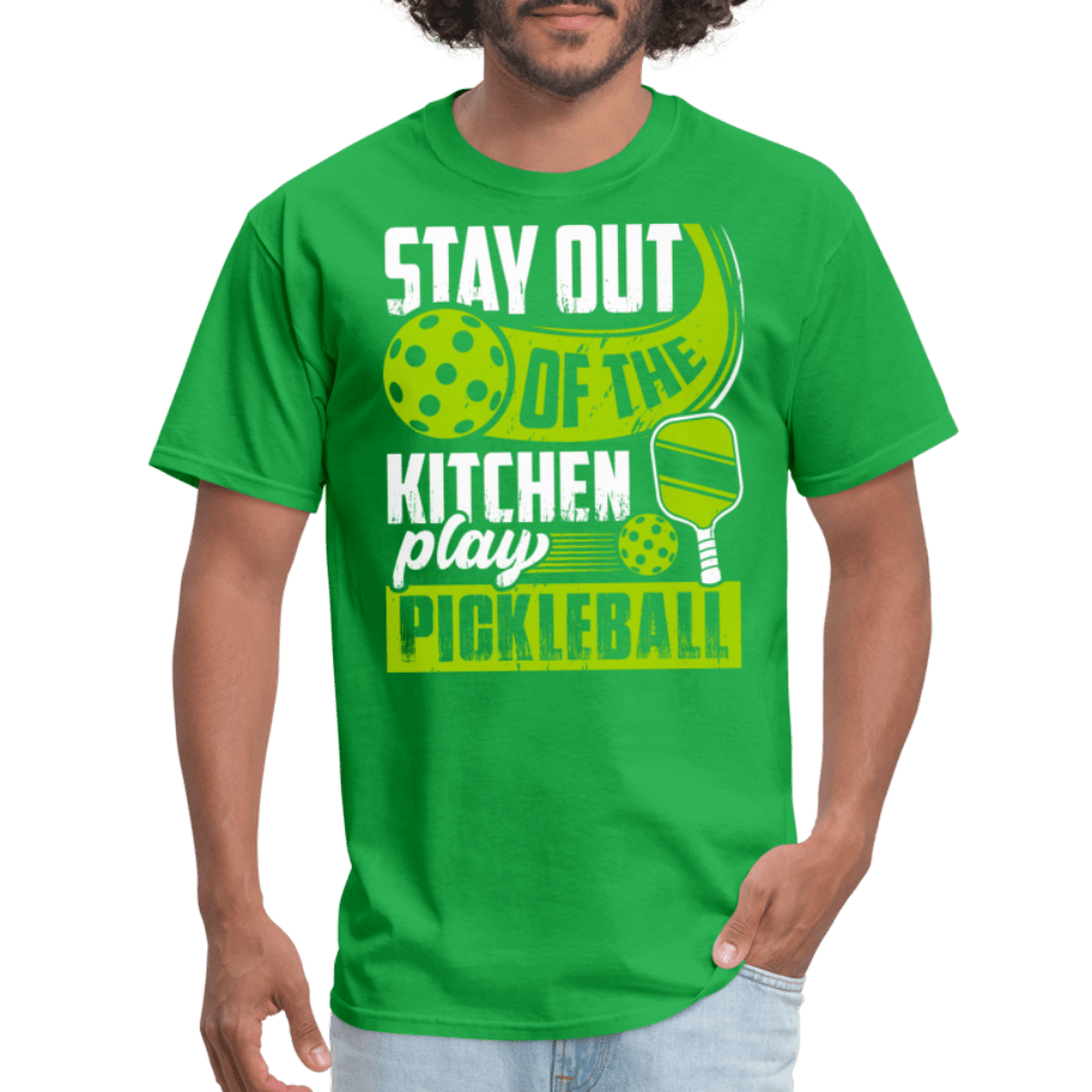 Stay Out Of The Kitchen Play Pickleball T-Shirt - bright green