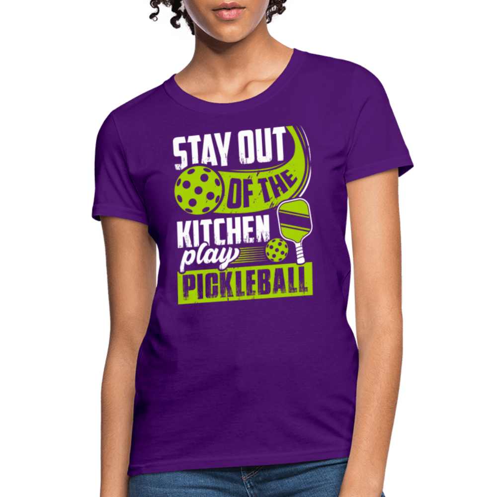 Stay Out Of The Kitchen Play Pickleball Women's Contoured T-Shirt - purple