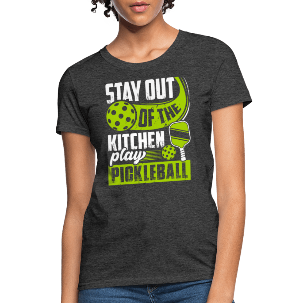 Stay Out Of The Kitchen Play Pickleball Women's Contoured T-Shirt - purple