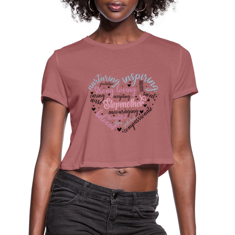 Stepmother Heart Women's Cropped T-Shirt (Word Cloud) - dust