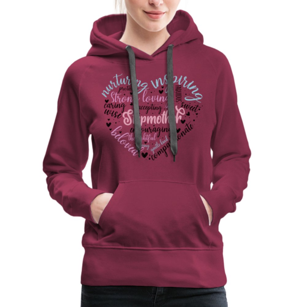 Stepmother Heart Women’s Premium Hoodie (Word Cloud) - burgundy