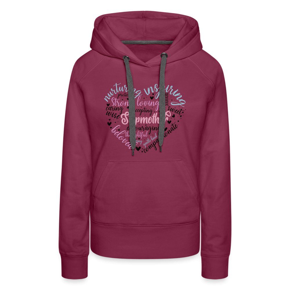 Stepmother Heart Women’s Premium Hoodie (Word Cloud) - burgundy