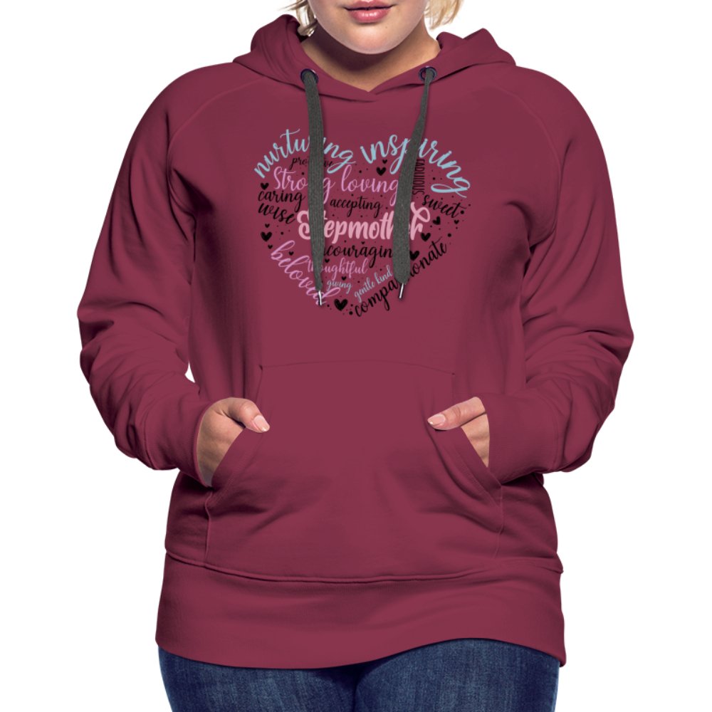 Stepmother Heart Women’s Premium Hoodie (Word Cloud) - burgundy