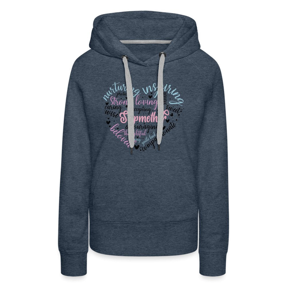 Stepmother Heart Women’s Premium Hoodie (Word Cloud) - heather denim