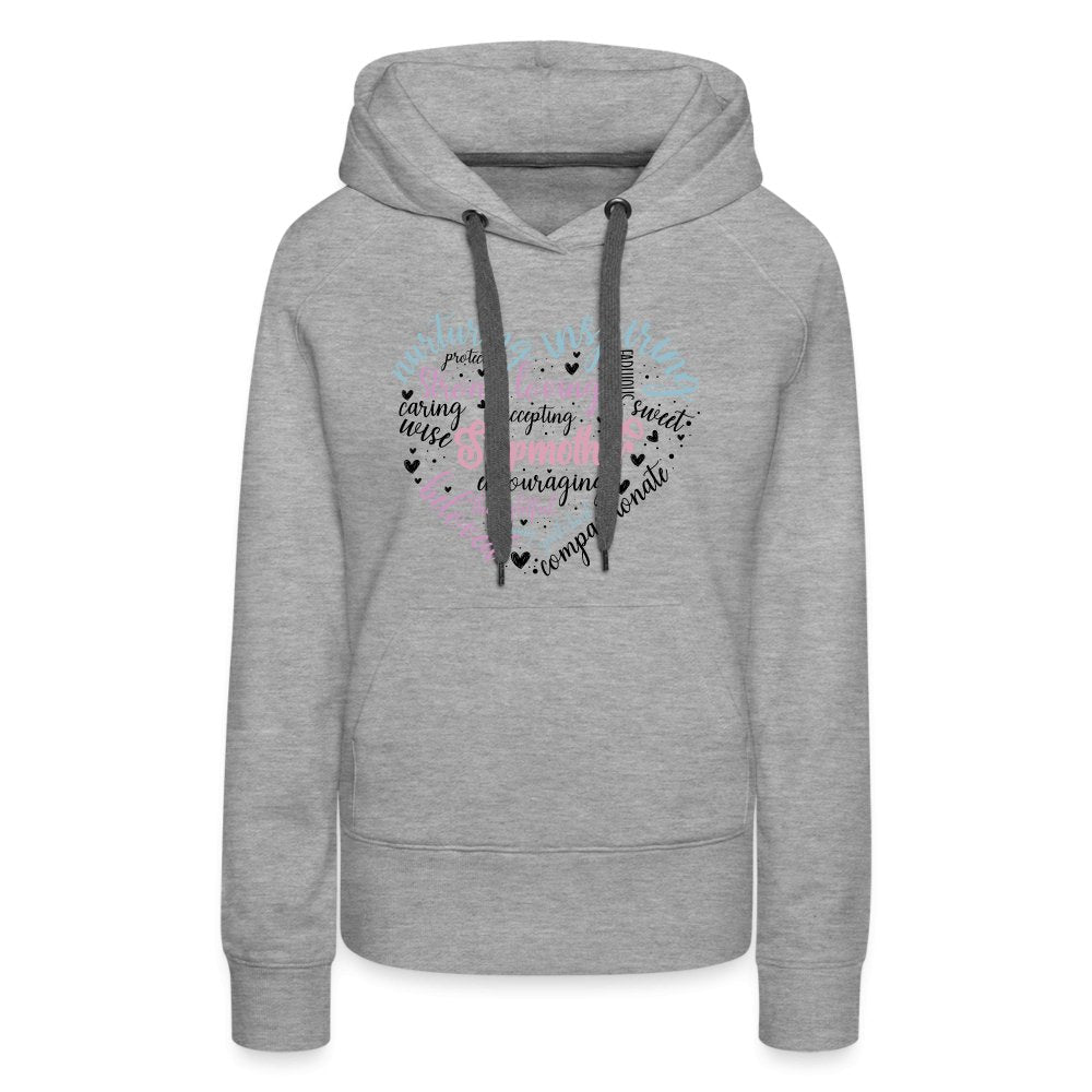 Stepmother Heart Women’s Premium Hoodie (Word Cloud) - heather grey