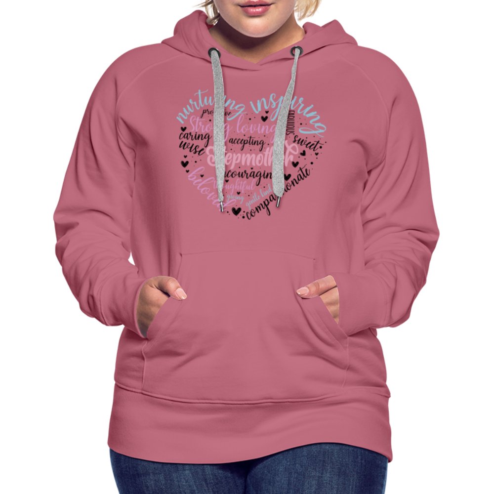 Stepmother Heart Women’s Premium Hoodie (Word Cloud) - mauve