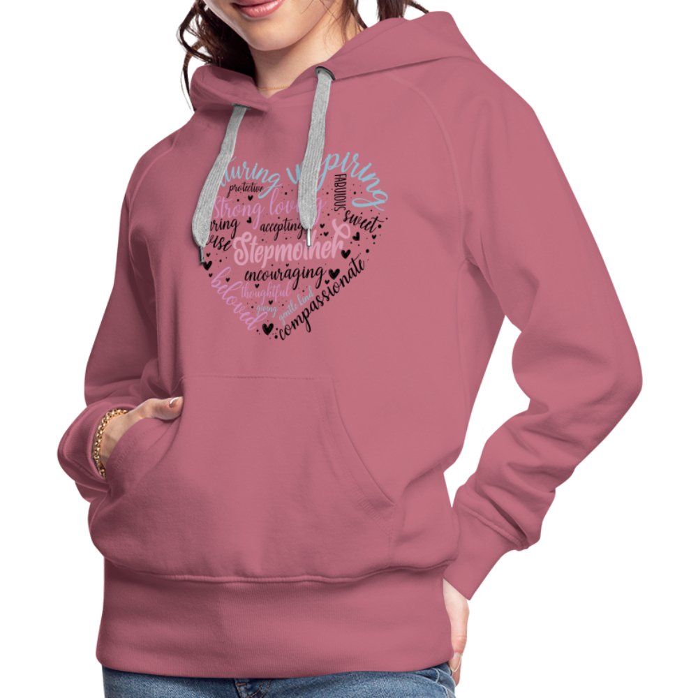 Stepmother Heart Women’s Premium Hoodie (Word Cloud) - mauve