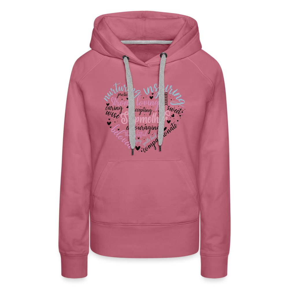 Stepmother Heart Women’s Premium Hoodie (Word Cloud) - mauve