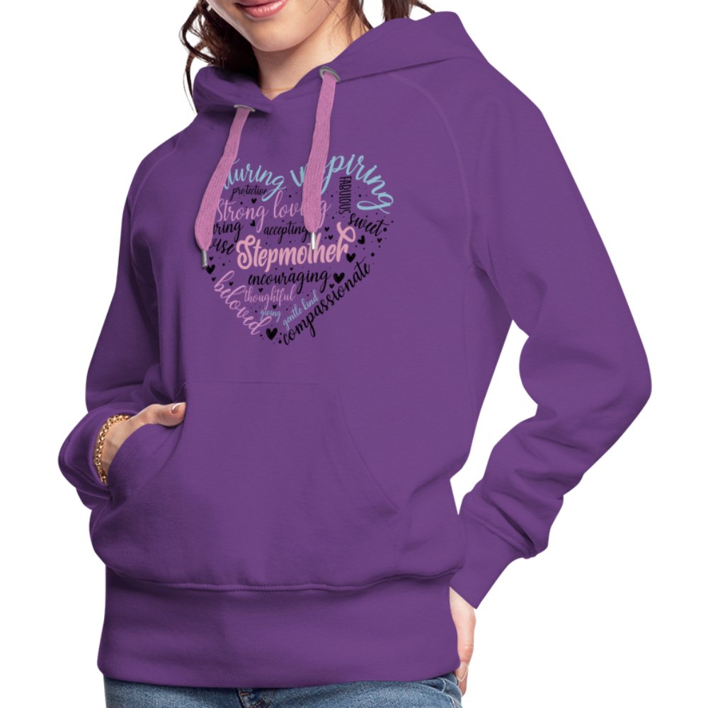 Stepmother Heart Women’s Premium Hoodie (Word Cloud) - purple