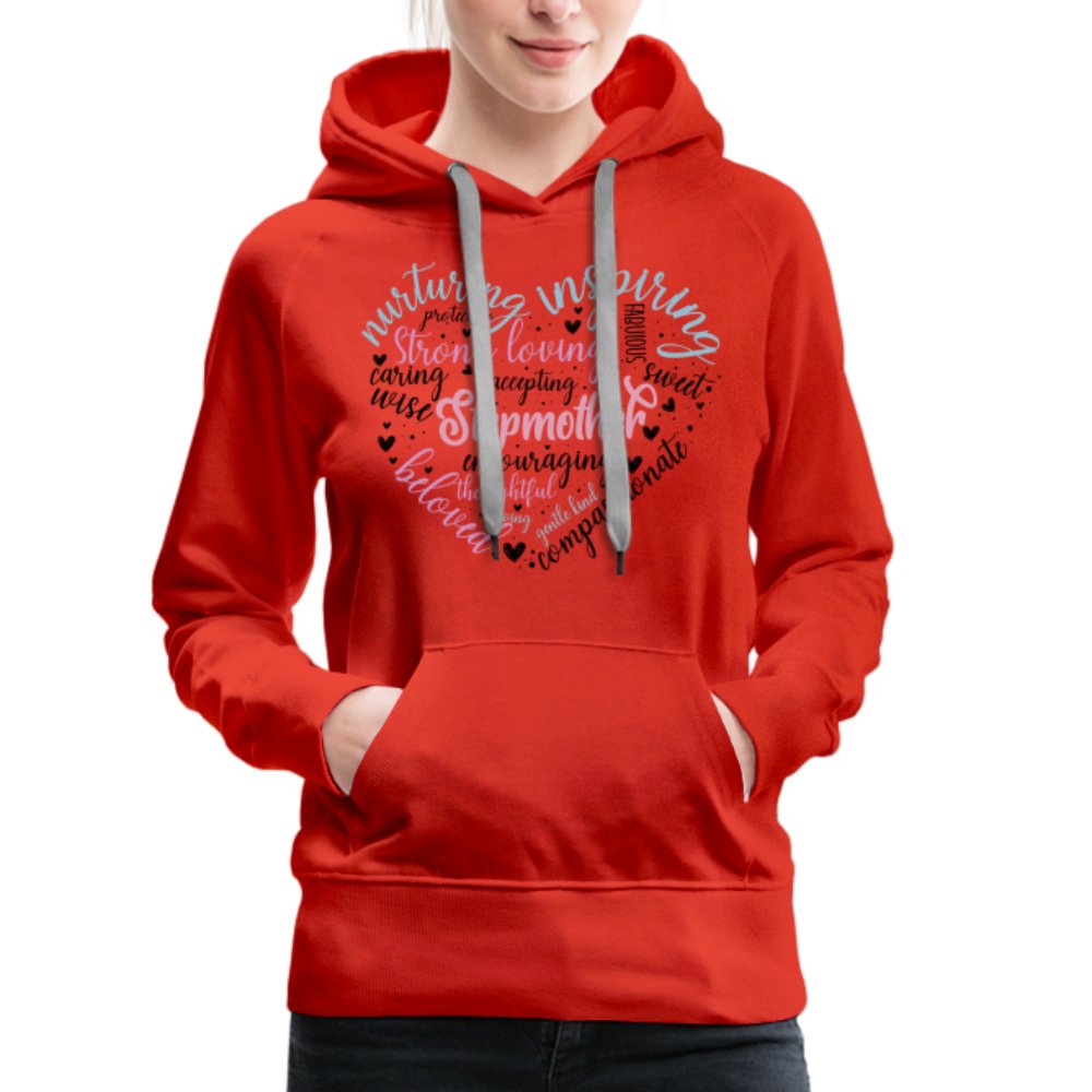 Stepmother Heart Women’s Premium Hoodie (Word Cloud) - red