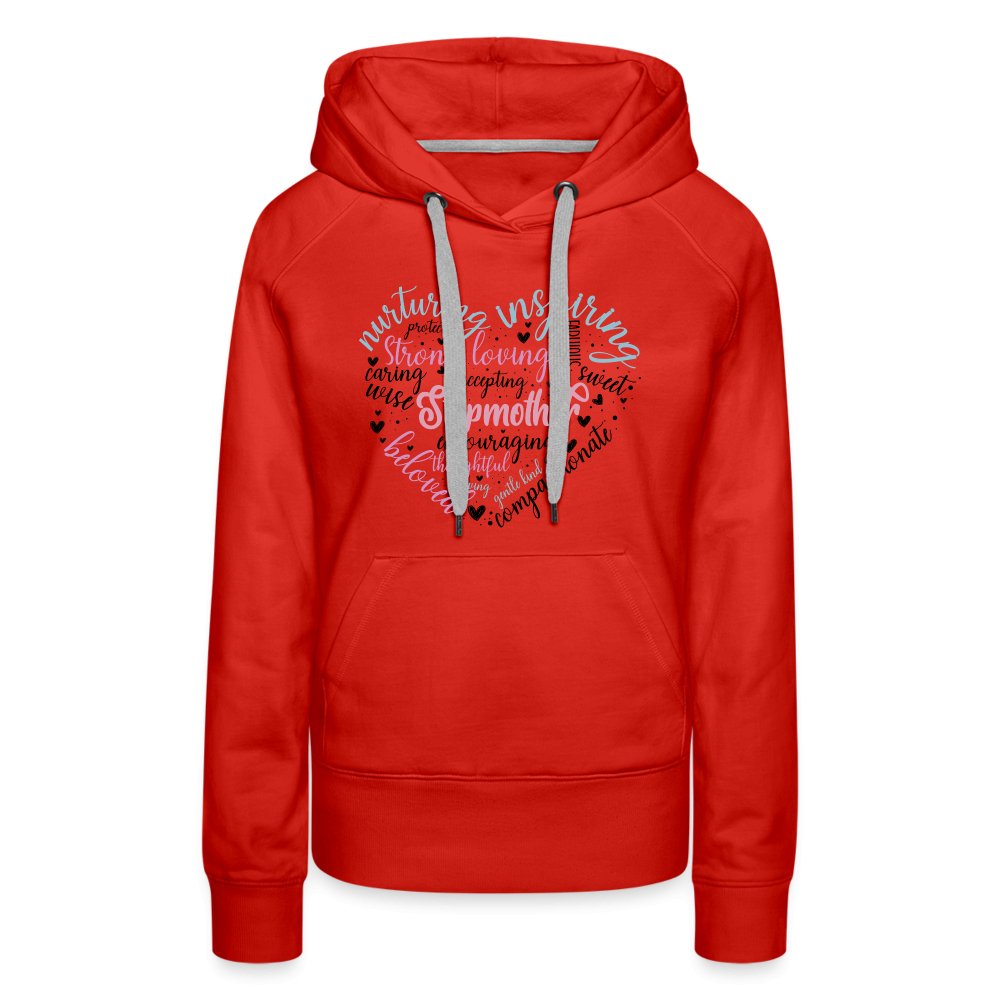 Stepmother Heart Women’s Premium Hoodie (Word Cloud) - red