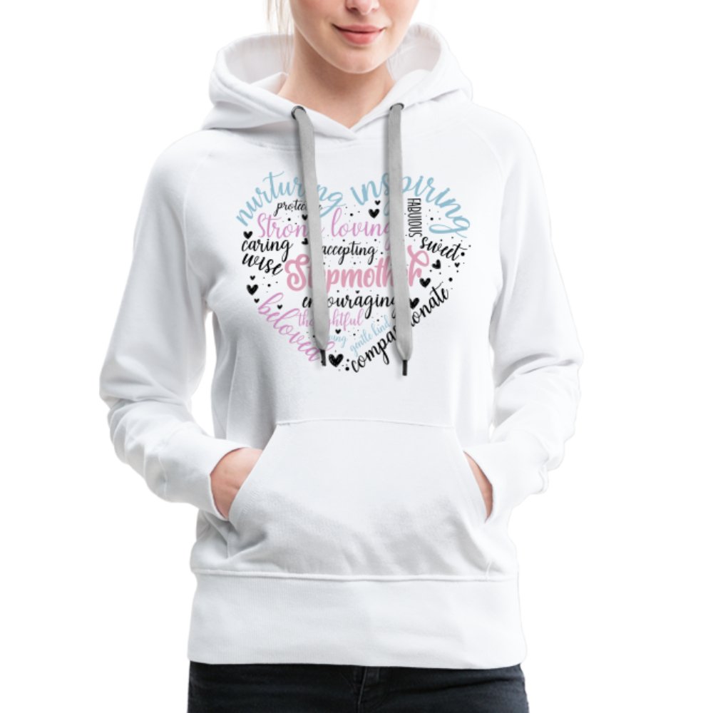 Stepmother Heart Women’s Premium Hoodie (Word Cloud) - white