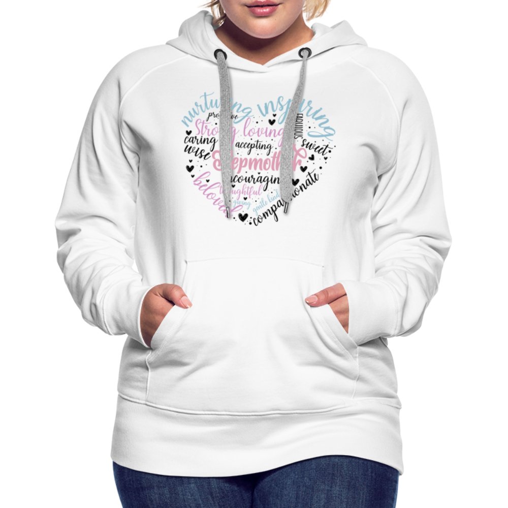 Stepmother Heart Women’s Premium Hoodie (Word Cloud) - white