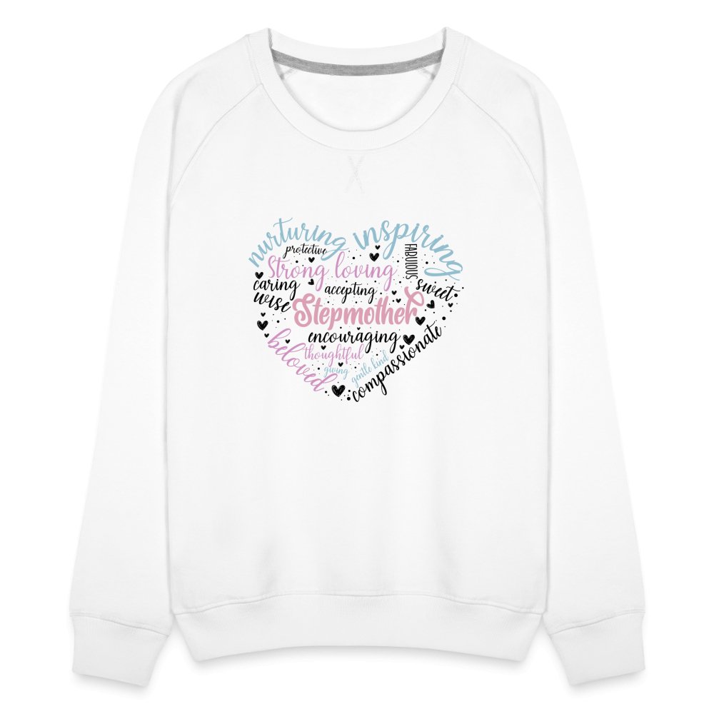 Stepmother Heart Women’s Premium Sweatshirt (Word Cloud) - white