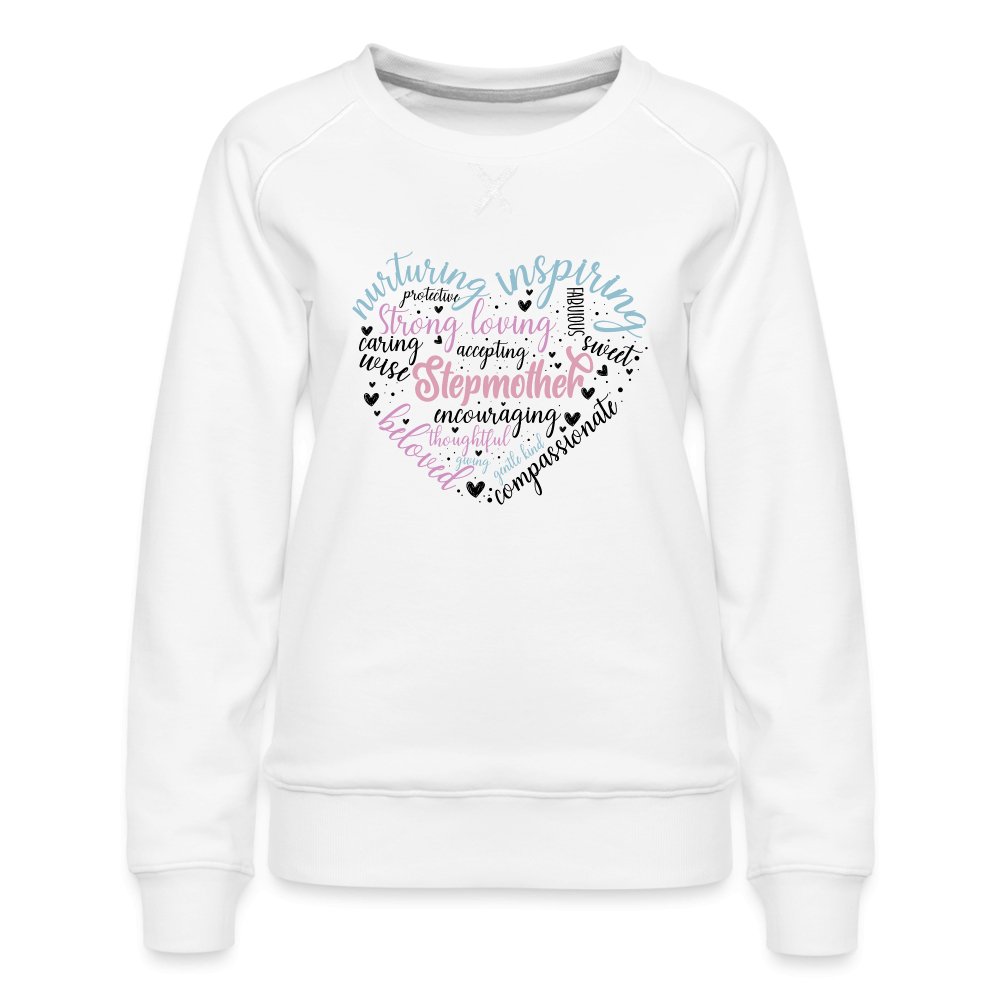 Stepmother Heart Women’s Premium Sweatshirt (Word Cloud) - white