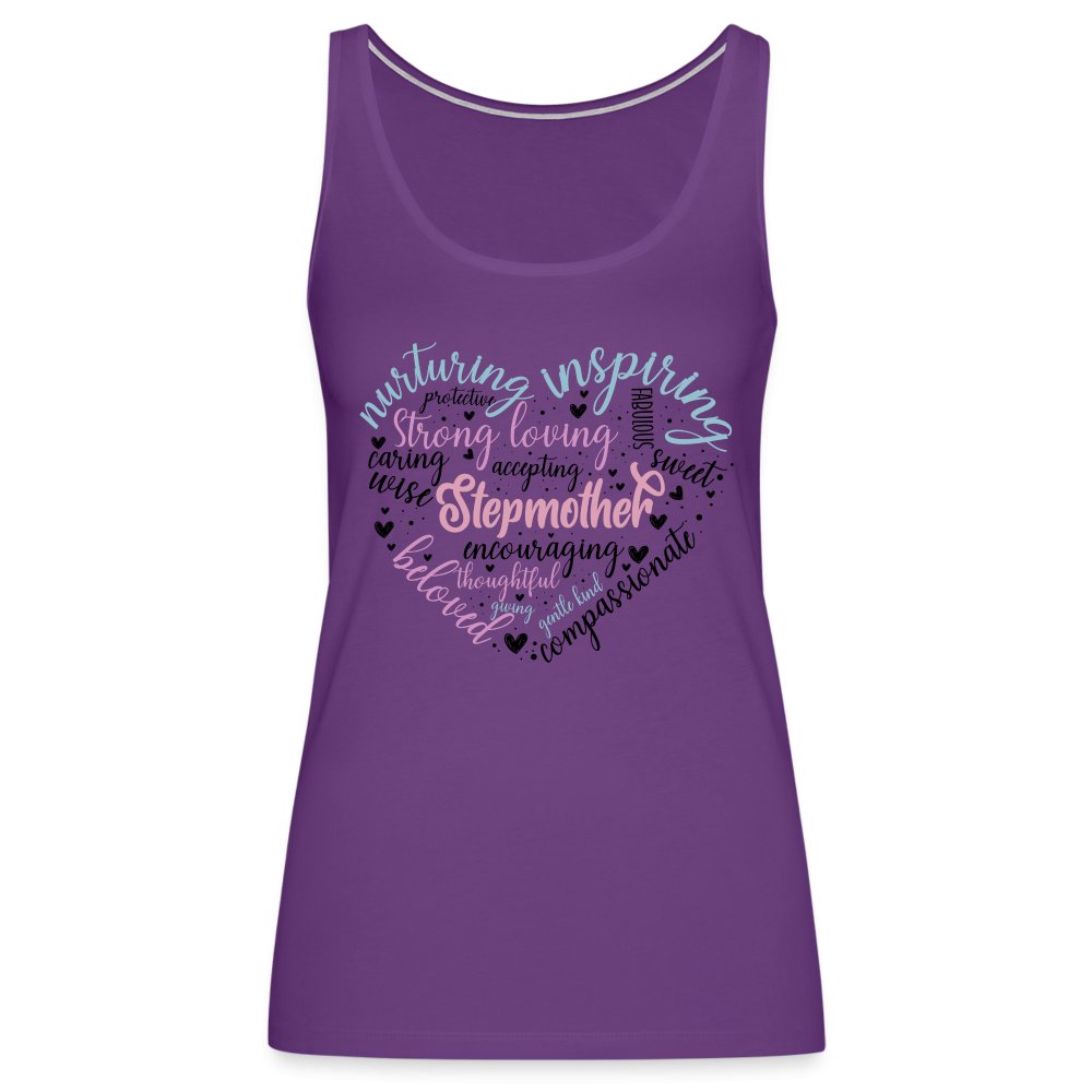 Stepmother Heart Women’s Premium Tank Top (Word Cloud) - purple