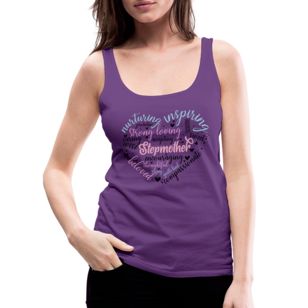 Stepmother Heart Women’s Premium Tank Top (Word Cloud) - purple