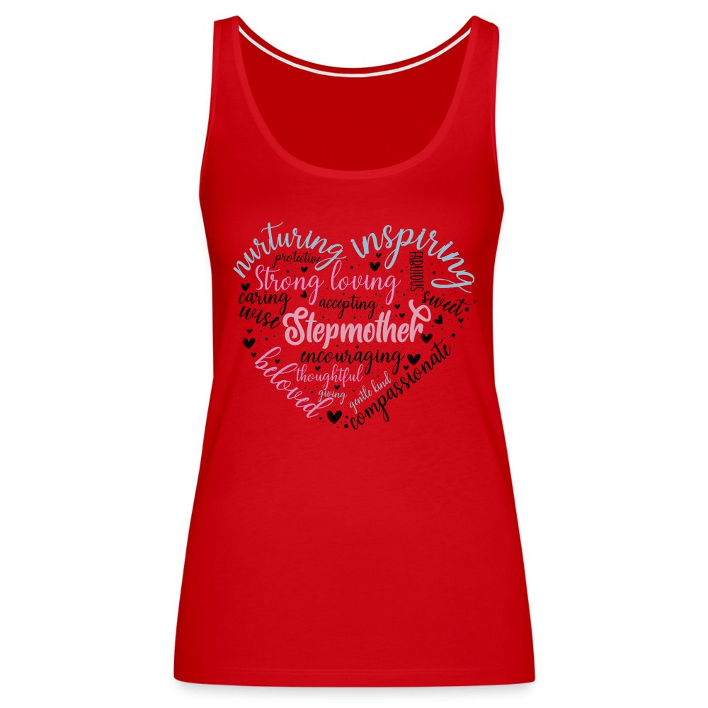 Stepmother Heart Women’s Premium Tank Top (Word Cloud) - red