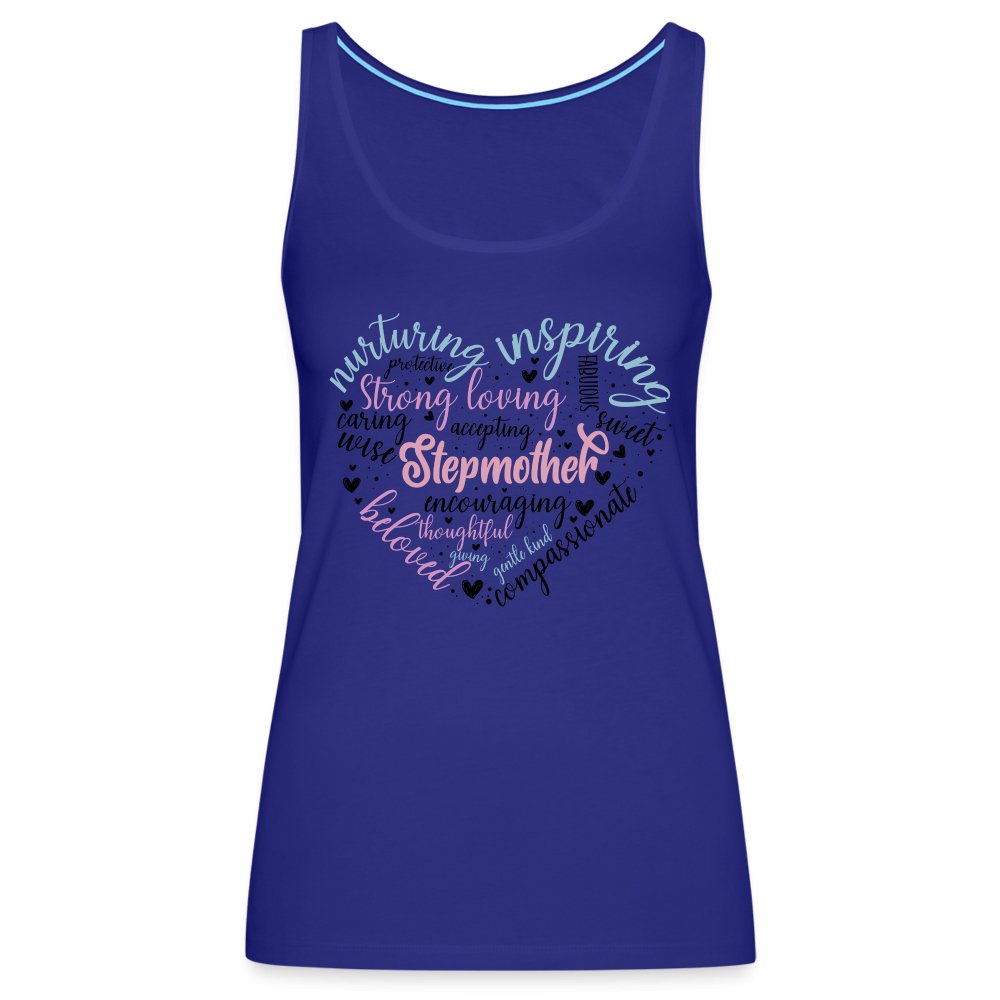 Stepmother Heart Women’s Premium Tank Top (Word Cloud) - royal blue