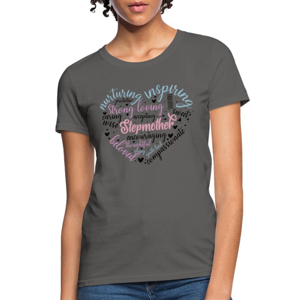 Stepmother Heart Women's T-Shirt (Word Cloud) - charcoal