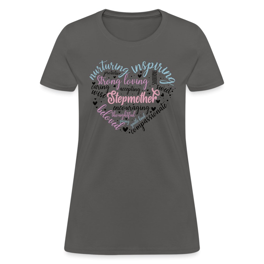 Stepmother Heart Women's T-Shirt (Word Cloud) - charcoal