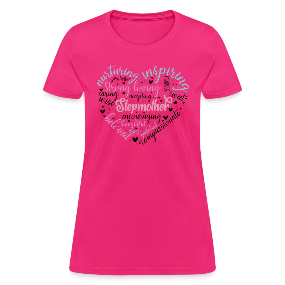 Stepmother Heart Women's T-Shirt (Word Cloud) - fuchsia