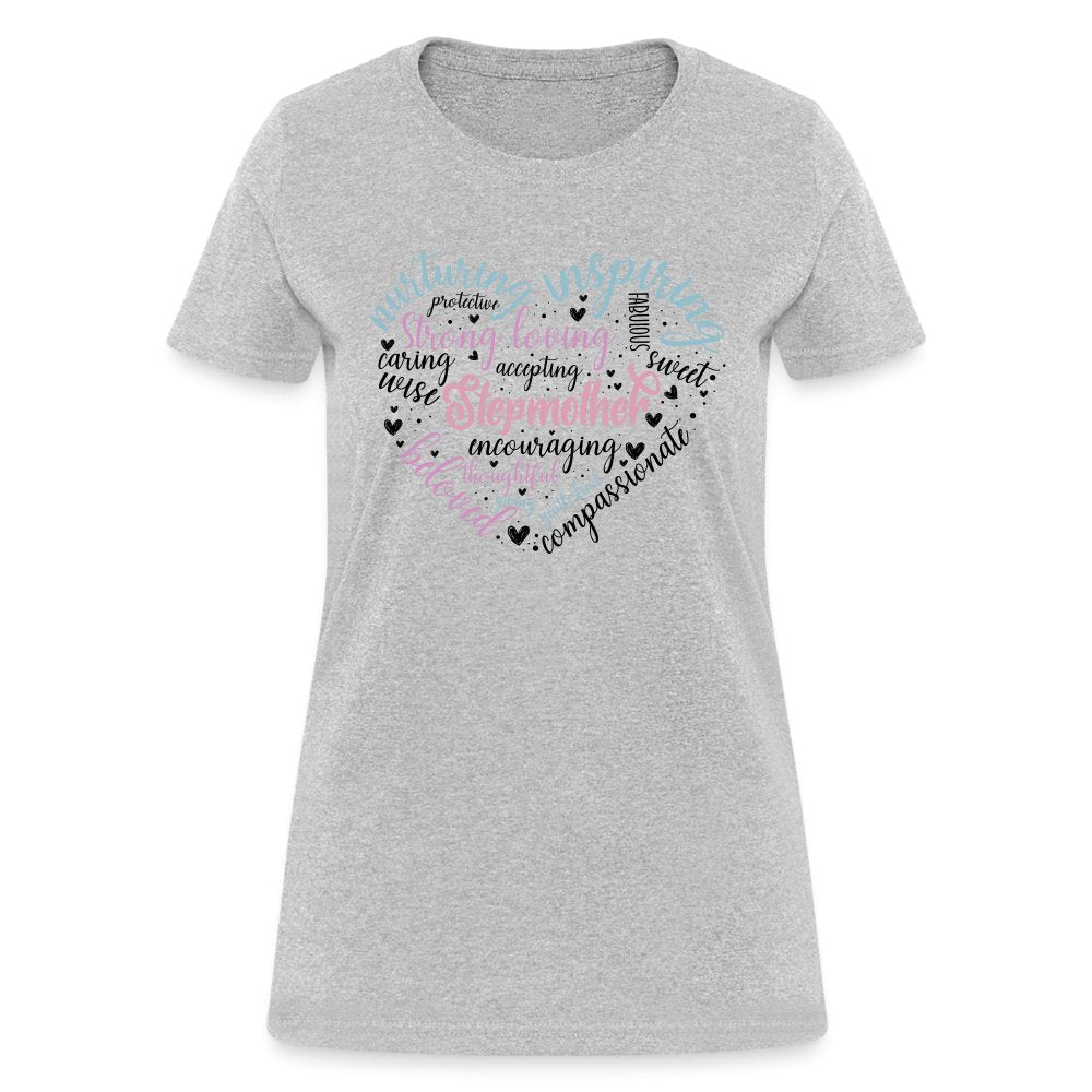 Stepmother Heart Women's T-Shirt (Word Cloud) - heather gray