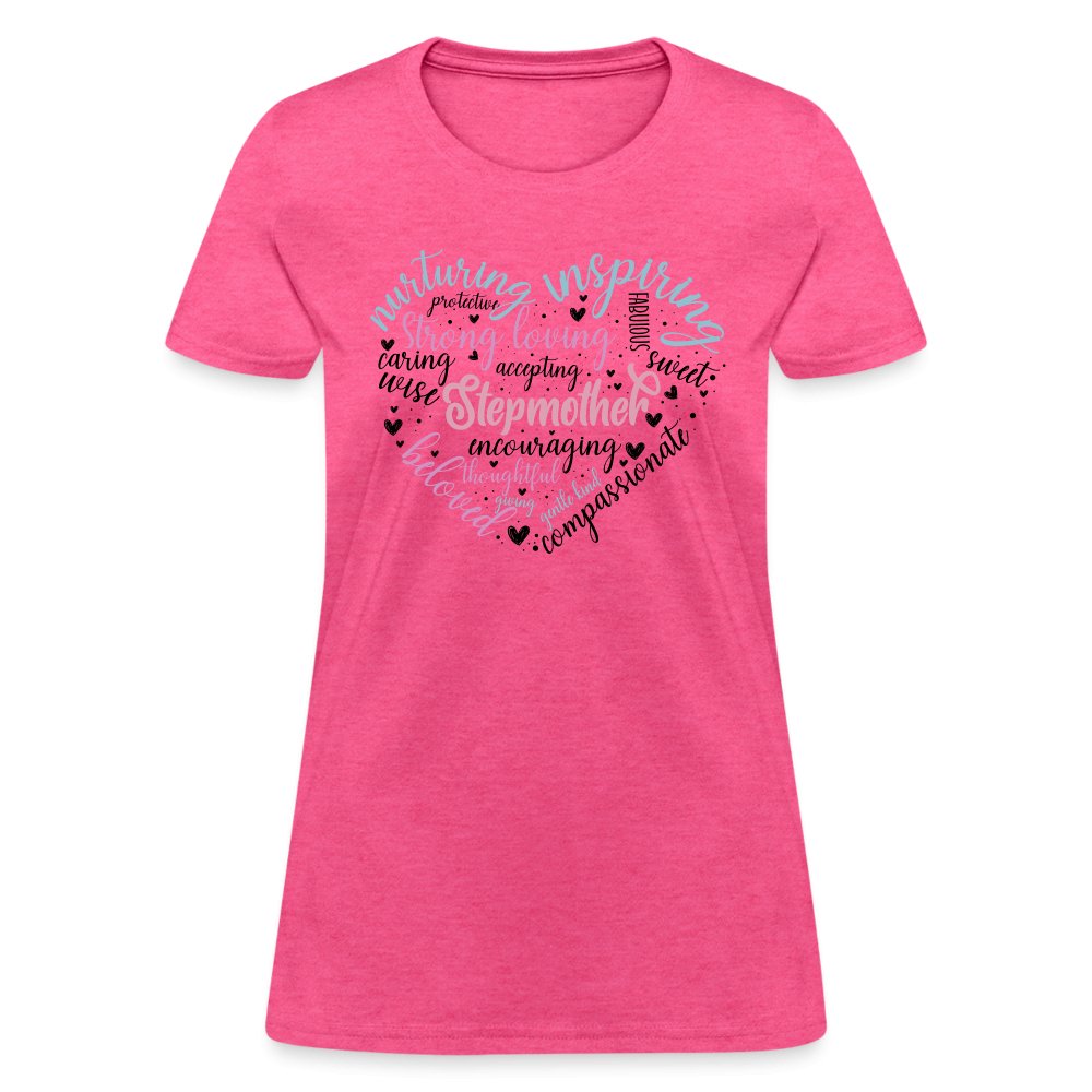 Stepmother Heart Women's T-Shirt (Word Cloud) - heather pink